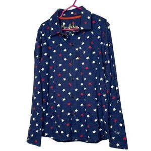 Mini Boden Boys 250th July 4th Blue USA Stars Long Sleeve Top Size 7-8